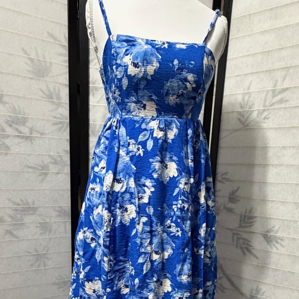 Flying Tomato Maxi Dress Small Blue Floral Backless Tie Back Boho Cottagecore‎ - Picture 4 of 11